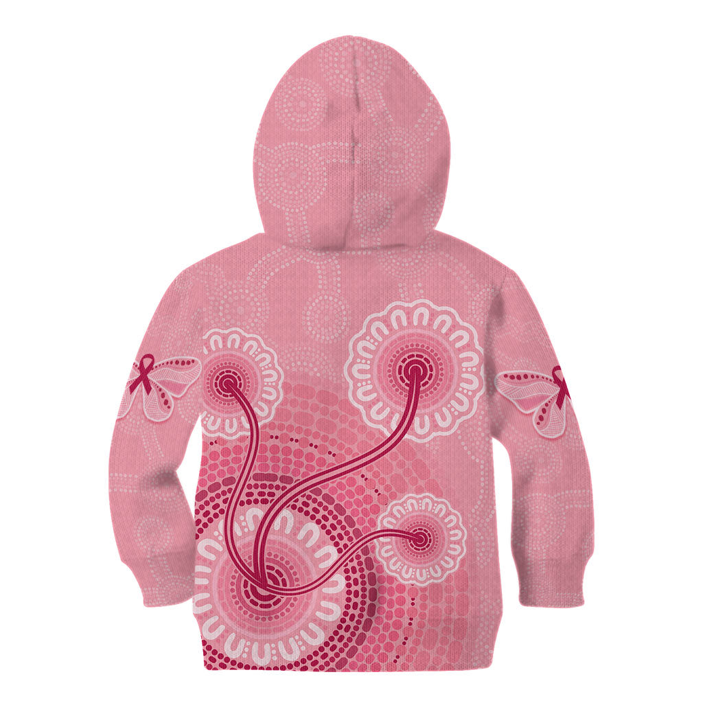Australia Indigenous Kid Hoodie Breast Cancer Ribbon Aboriginal Art - Pink
