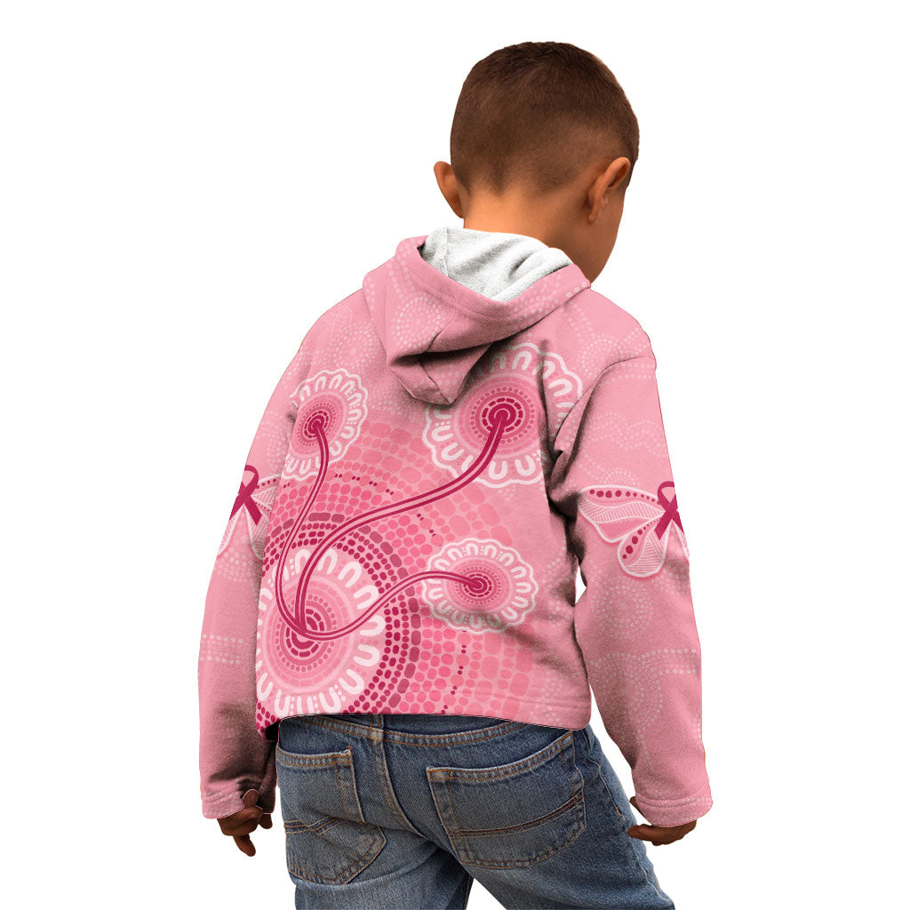 Australia Indigenous Kid Hoodie Breast Cancer Ribbon Aboriginal Art - Pink