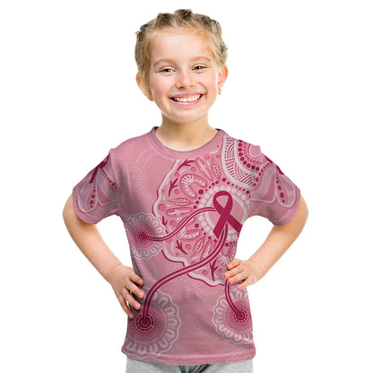 Australia Indigenous Kid T Shirt Breast Cancer Ribbon Aboriginal Art - Pink