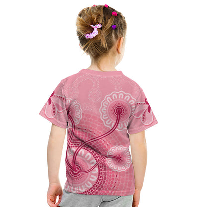 Australia Indigenous Kid T Shirt Breast Cancer Ribbon Aboriginal Art - Pink