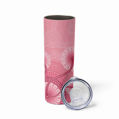 Australia Indigenous Skinny Tumbler Breast Cancer Ribbon Aboriginal Art - Pink
