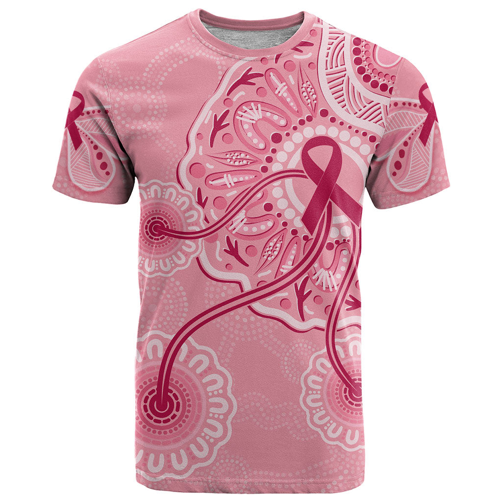 Australia Indigenous T Shirt Breast Cancer Ribbon Aboriginal Art - Pink