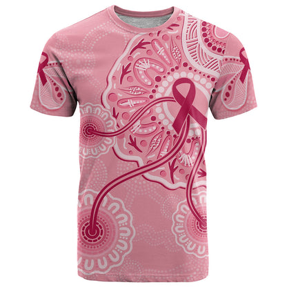 Australia Indigenous T Shirt Breast Cancer Ribbon Aboriginal Art - Pink