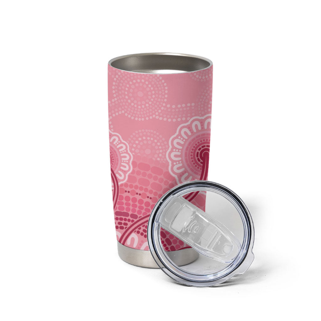 Australia Indigenous Tumbler Cup Breast Cancer Ribbon Aboriginal Art - Pink