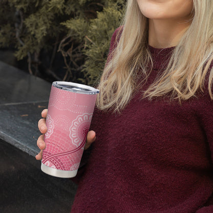 Australia Indigenous Tumbler Cup Breast Cancer Ribbon Aboriginal Art - Pink