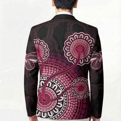 Australia Indigenous Blazer Breast Cancer Ribbon Aboriginal Art - Black