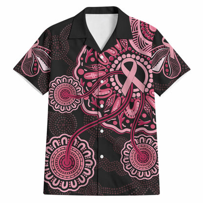 Australia Indigenous Hawaiian Shirt Breast Cancer Ribbon Aboriginal Art - Black