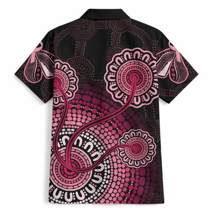 Australia Indigenous Hawaiian Shirt Breast Cancer Ribbon Aboriginal Art - Black