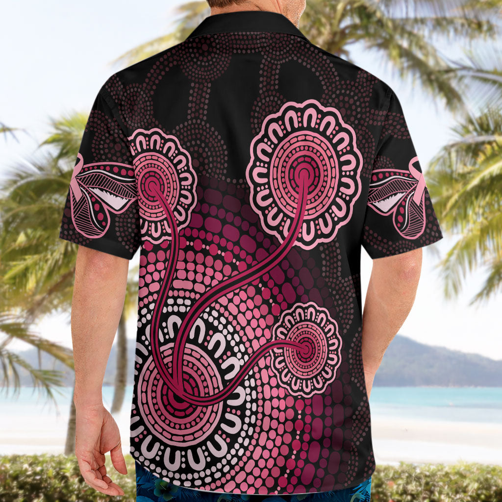 Australia Indigenous Hawaiian Shirt Breast Cancer Ribbon Aboriginal Art - Black