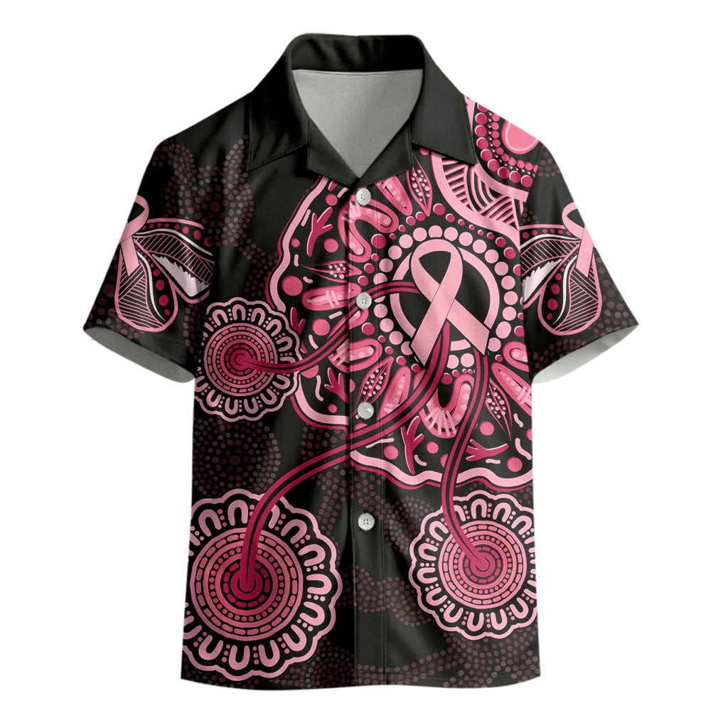 Australia Indigenous Kid Hawaiian Shirt Breast Cancer Ribbon Aboriginal Art - Black