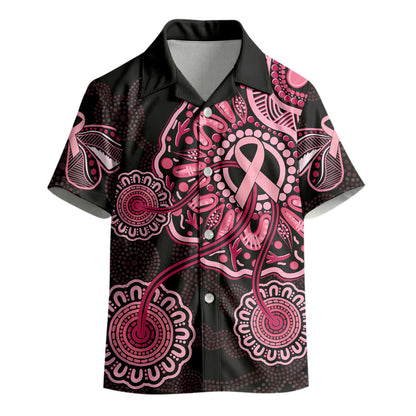 Australia Indigenous Kid Hawaiian Shirt Breast Cancer Ribbon Aboriginal Art - Black