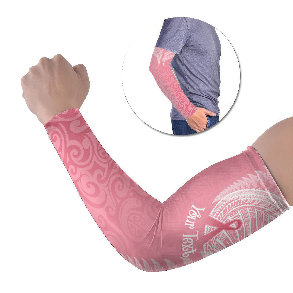 Personalised New Zealand Arm Sleeves Pink Ribbon Tattoo Mix Silver Fern