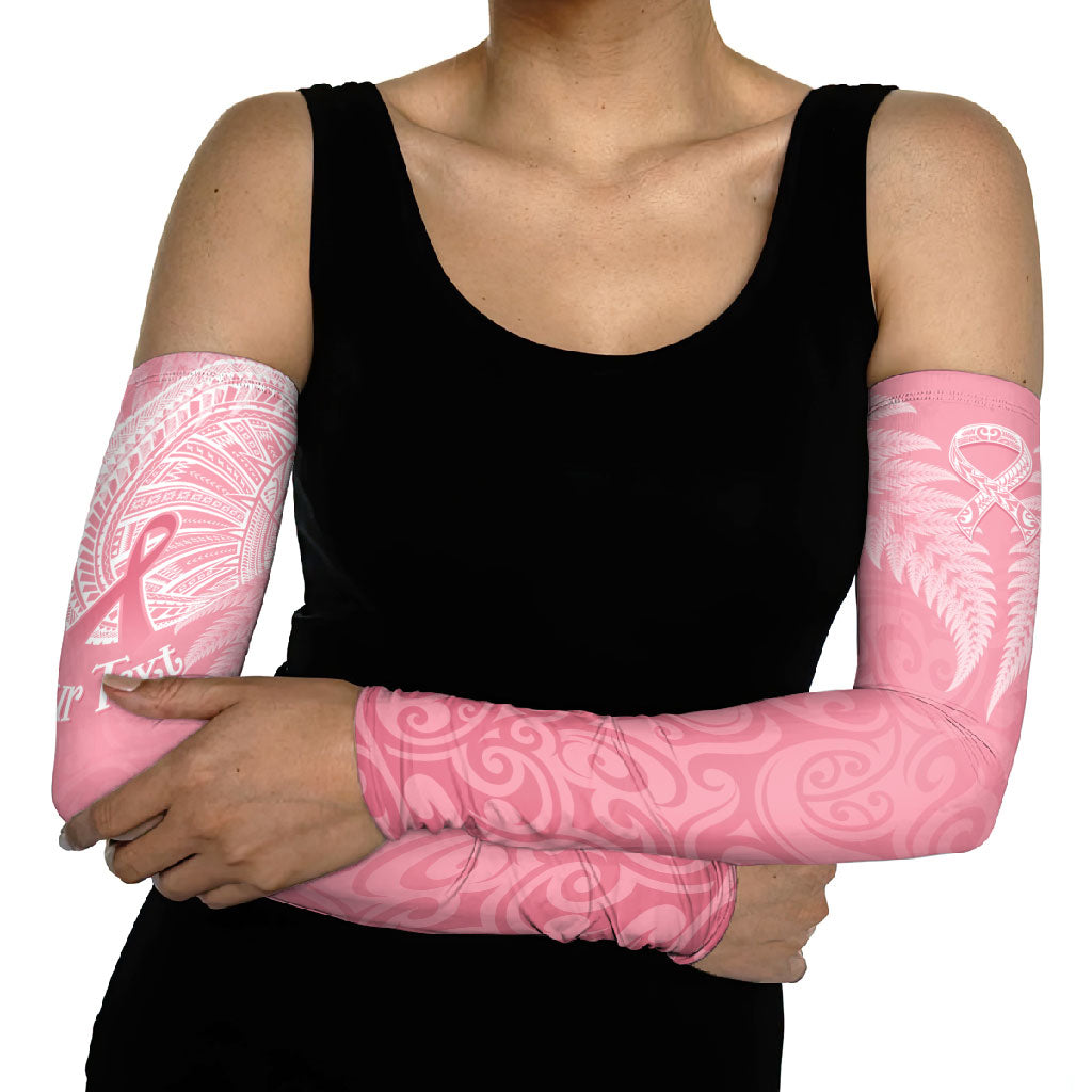 Personalised New Zealand Arm Sleeves Pink Ribbon Tattoo Mix Silver Fern