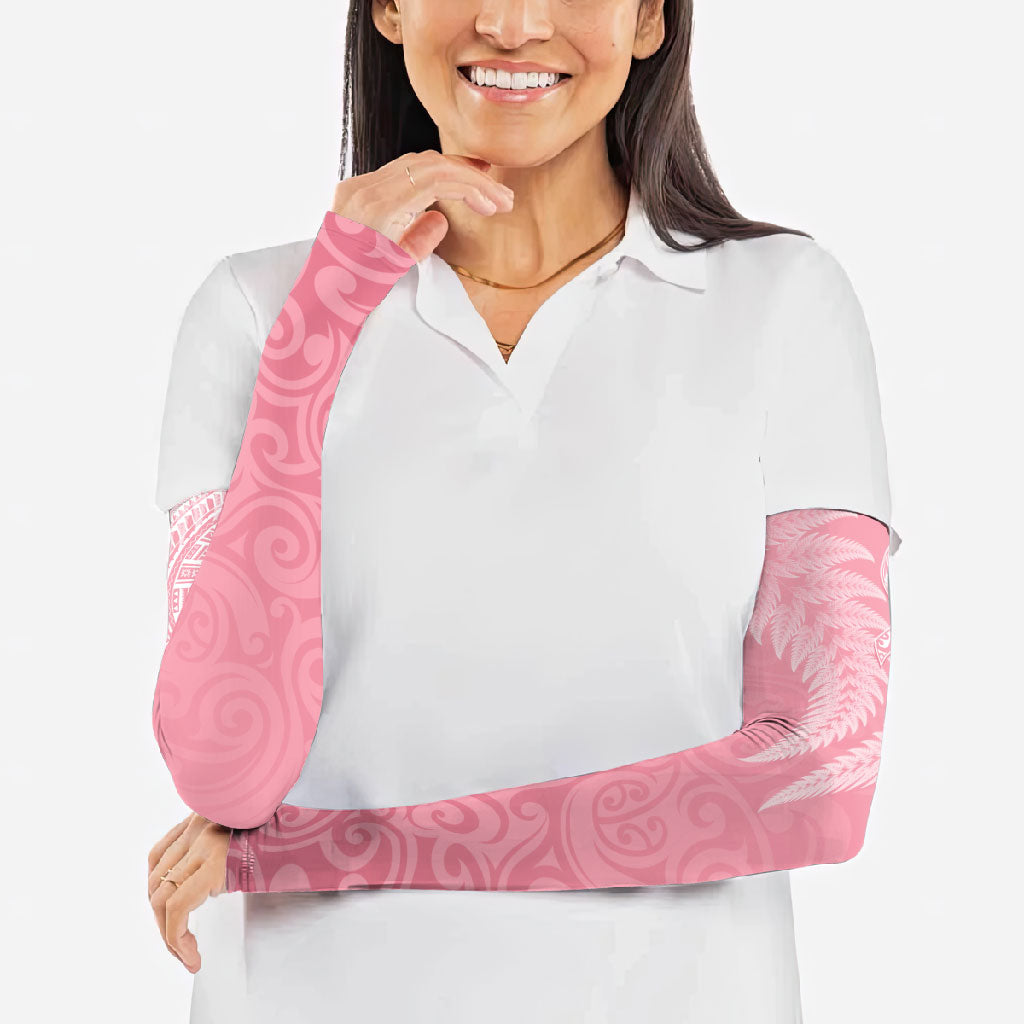 Personalised New Zealand Arm Sleeves Pink Ribbon Tattoo Mix Silver Fern