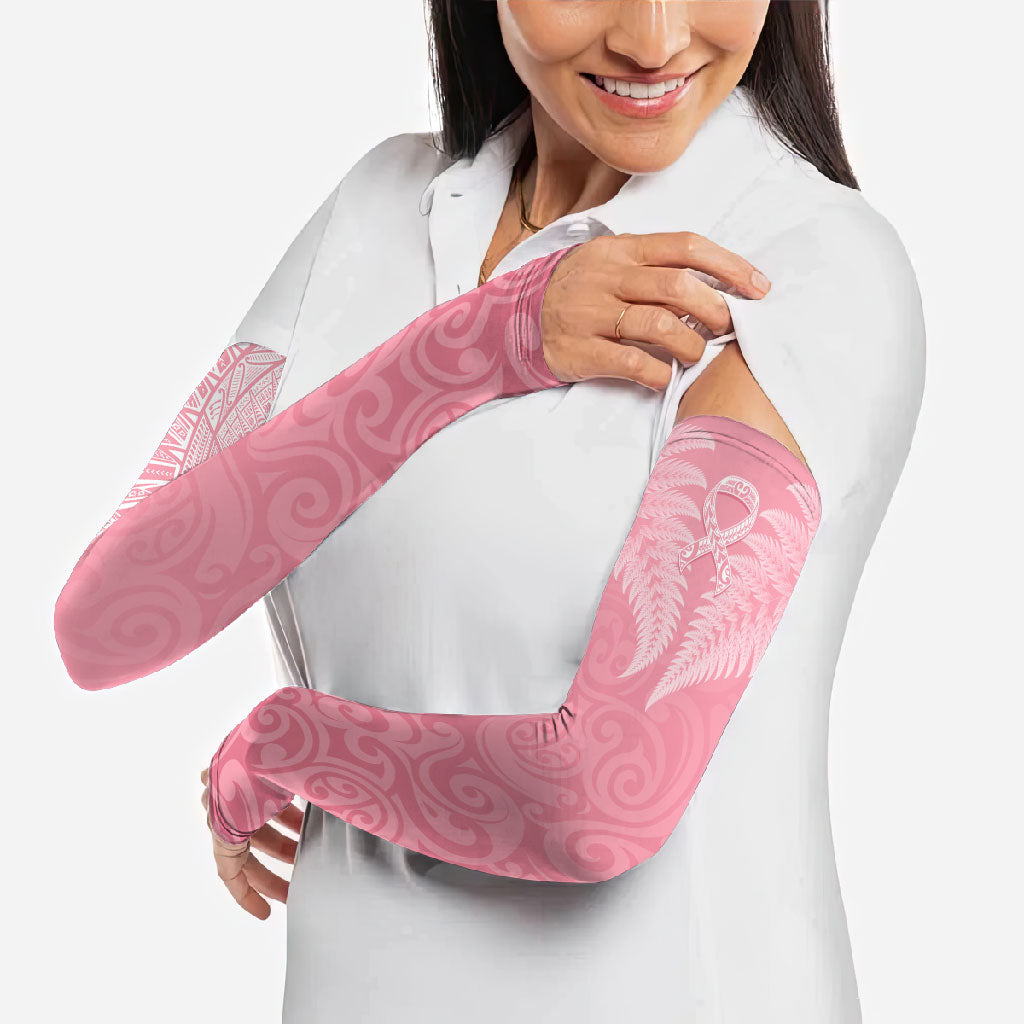 Personalised New Zealand Arm Sleeves Pink Ribbon Tattoo Mix Silver Fern