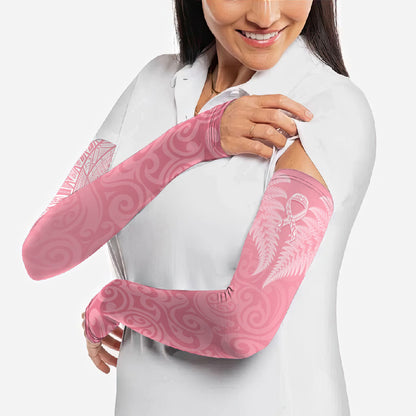 Personalised New Zealand Arm Sleeves Pink Ribbon Tattoo Mix Silver Fern