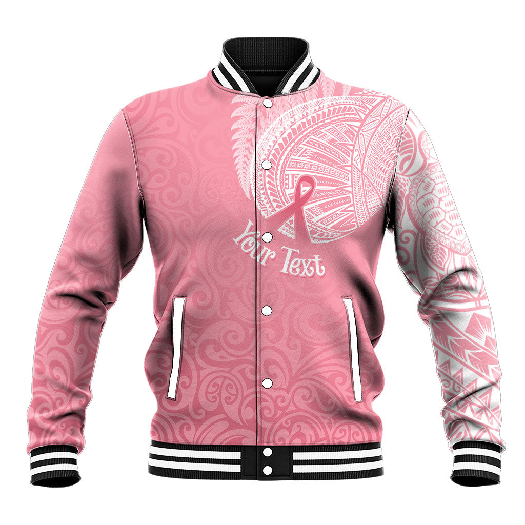 Personalised New Zealand Baseball Jacket Pink Ribbon Tattoo Mix Silver Fern