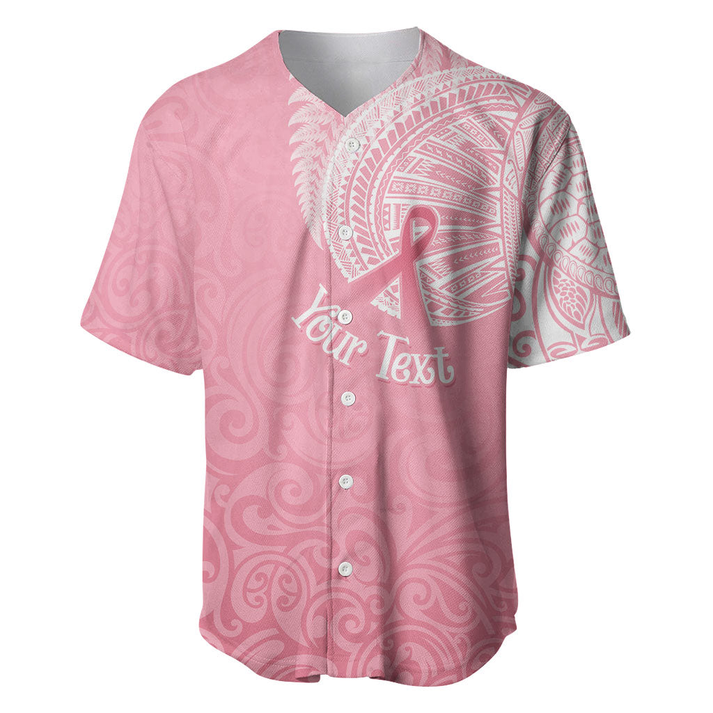 Personalised New Zealand Baseball Jersey Pink Ribbon Tattoo Mix Silver Fern