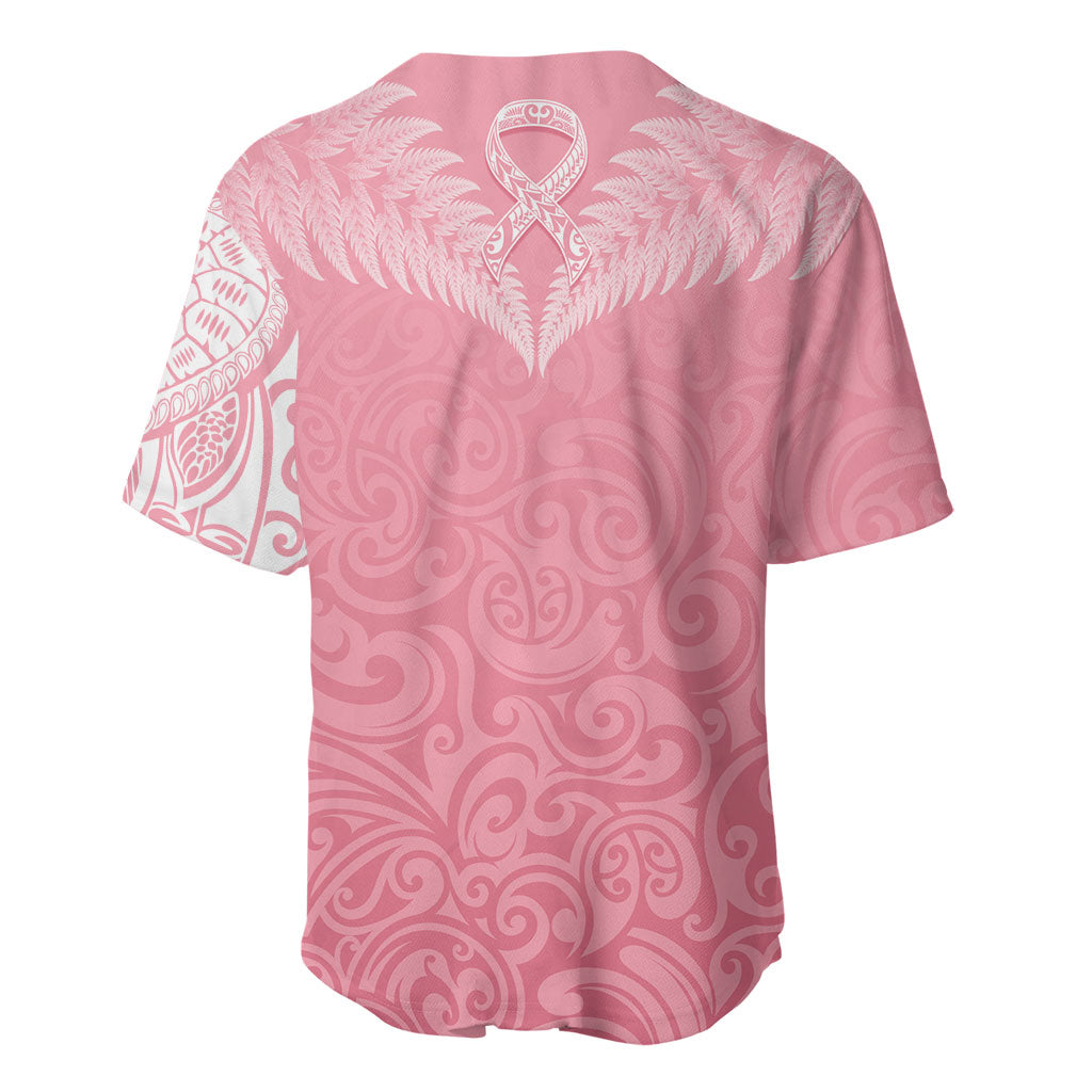 Personalised New Zealand Baseball Jersey Pink Ribbon Tattoo Mix Silver Fern