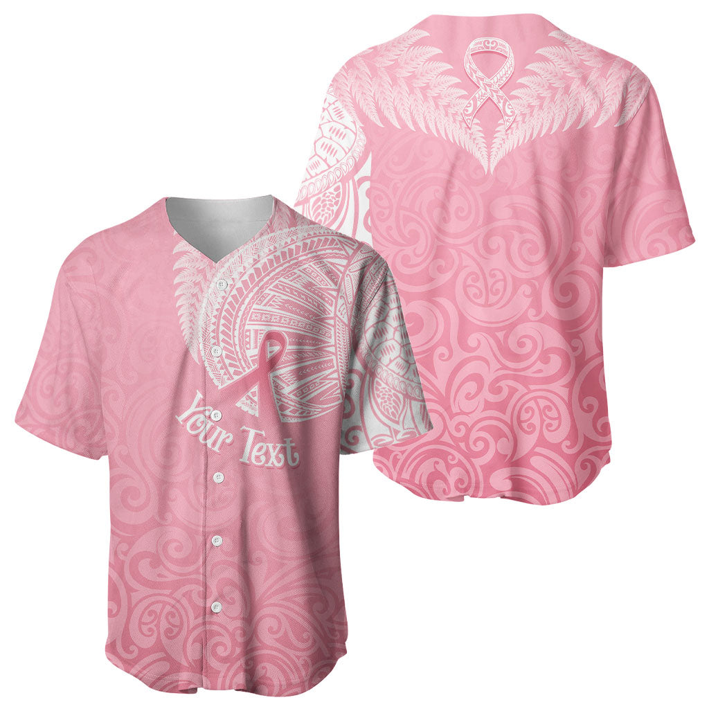 Personalised New Zealand Baseball Jersey Pink Ribbon Tattoo Mix Silver Fern