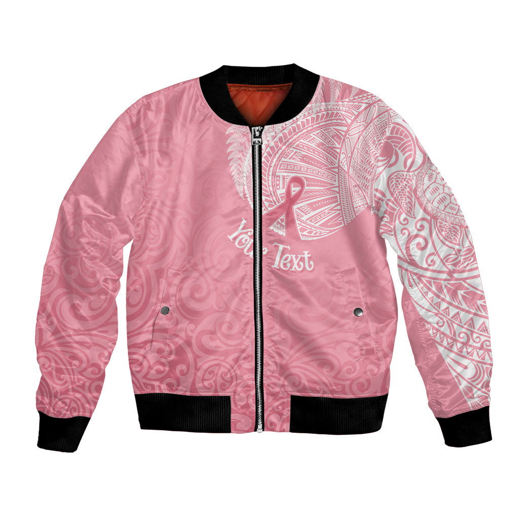 Personalised New Zealand Bomber Jacket Pink Ribbon Tattoo Mix Silver Fern