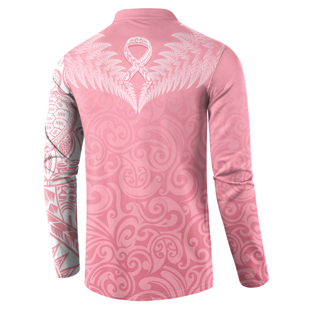 Personalised New Zealand Button Sweatshirt Pink Ribbon Tattoo Mix Silver Fern