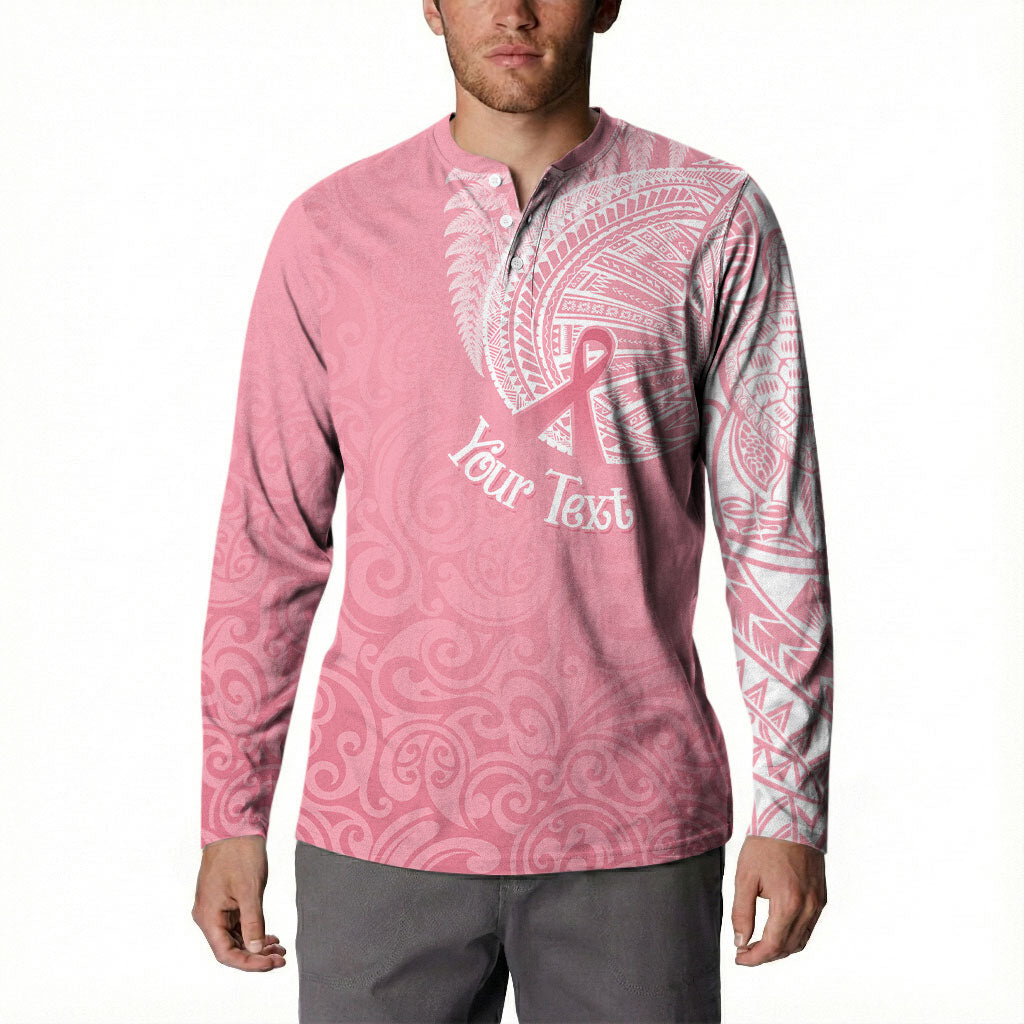 Personalised New Zealand Button Sweatshirt Pink Ribbon Tattoo Mix Silver Fern