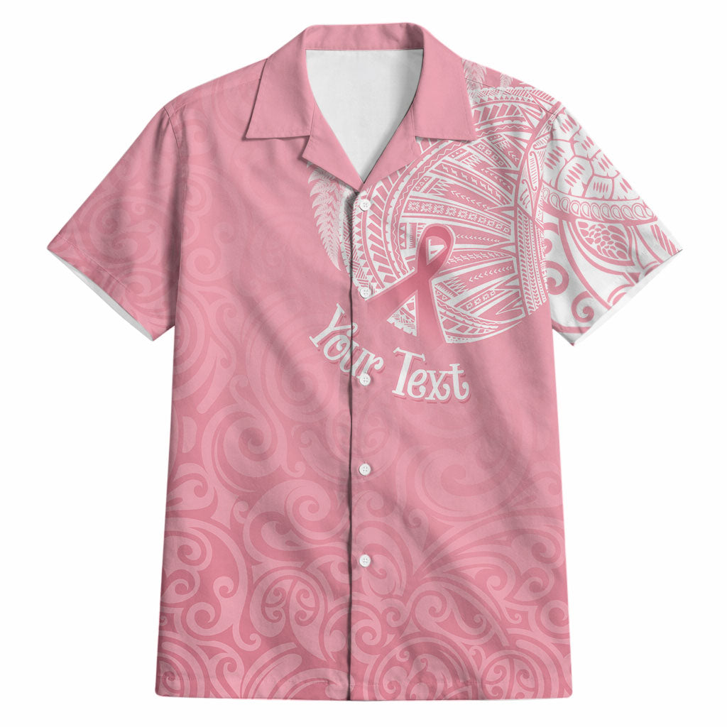 Personalised New Zealand Hawaiian Shirt Pink Ribbon Tattoo Mix Silver Fern