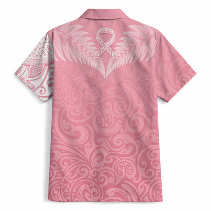 Personalised New Zealand Hawaiian Shirt Pink Ribbon Tattoo Mix Silver Fern