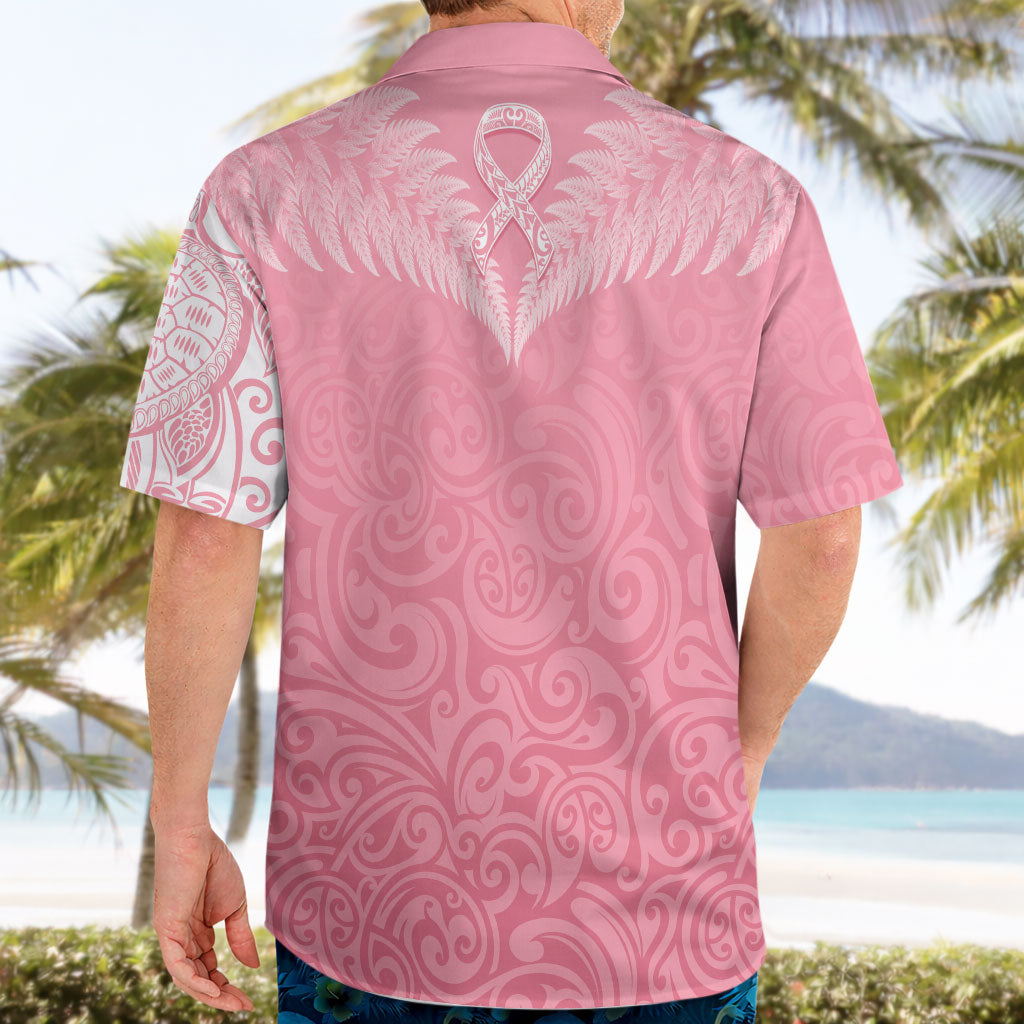 Personalised New Zealand Hawaiian Shirt Pink Ribbon Tattoo Mix Silver Fern