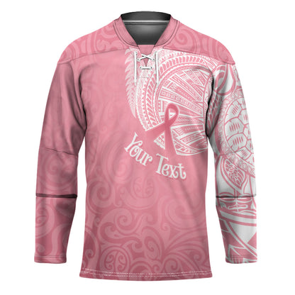 Personalised New Zealand Hockey Jersey Pink Ribbon Tattoo Mix Silver Fern