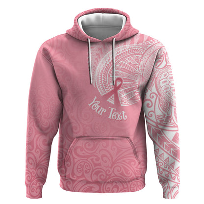 Personalised New Zealand Hoodie Pink Ribbon Tattoo Mix Silver Fern