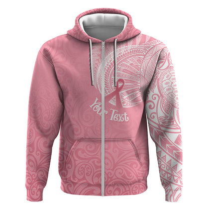 Personalised New Zealand Hoodie Pink Ribbon Tattoo Mix Silver Fern