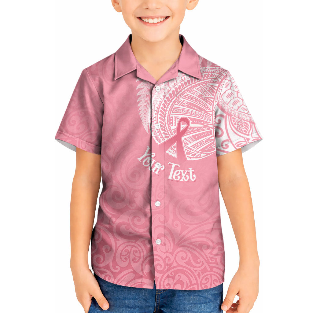 Personalised New Zealand Kid Hawaiian Shirt Pink Ribbon Tattoo Mix Silver Fern
