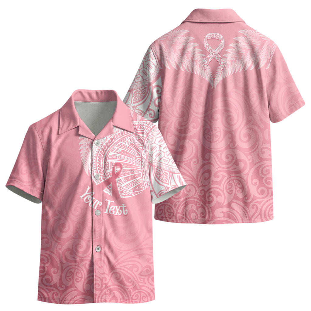 Personalised New Zealand Kid Hawaiian Shirt Pink Ribbon Tattoo Mix Silver Fern