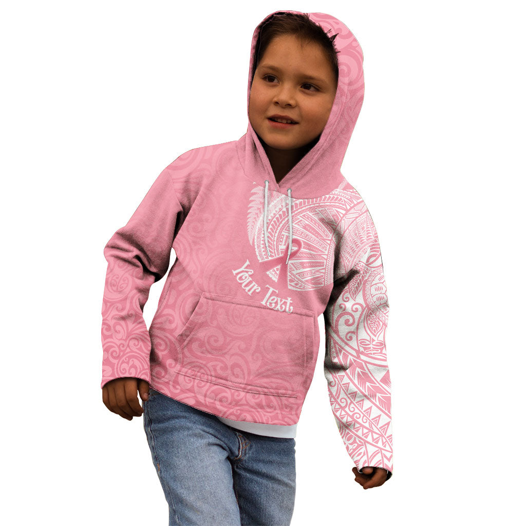 Personalised New Zealand Kid Hoodie Pink Ribbon Tattoo Mix Silver Fern