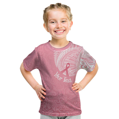 Personalised New Zealand Kid T Shirt Pink Ribbon Tattoo Mix Silver Fern