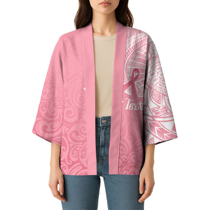 Personalised New Zealand Kimono Pink Ribbon Tattoo Mix Silver Fern