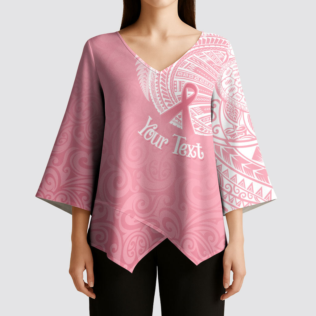 Personalised New Zealand Kimono Sleeve Blouse Pink Ribbon Tattoo Mix Silver Fern