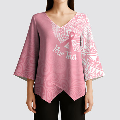 Personalised New Zealand Kimono Sleeve Blouse Pink Ribbon Tattoo Mix Silver Fern