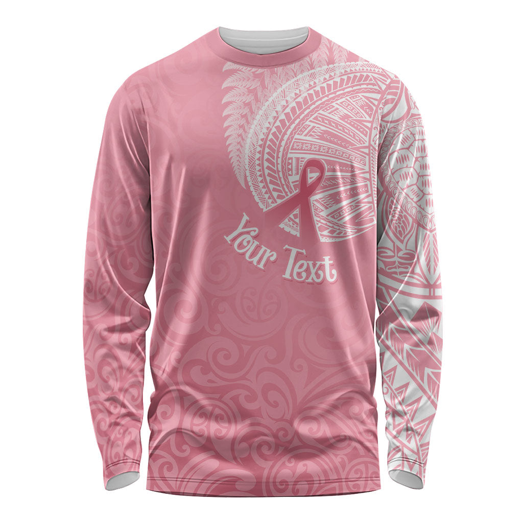 Personalised New Zealand Long Sleeve Shirt Pink Ribbon Tattoo Mix Silver Fern