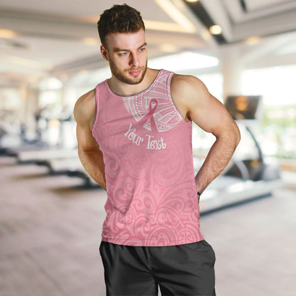 Personalised New Zealand Men Tank Top Pink Ribbon Tattoo Mix Silver Fern