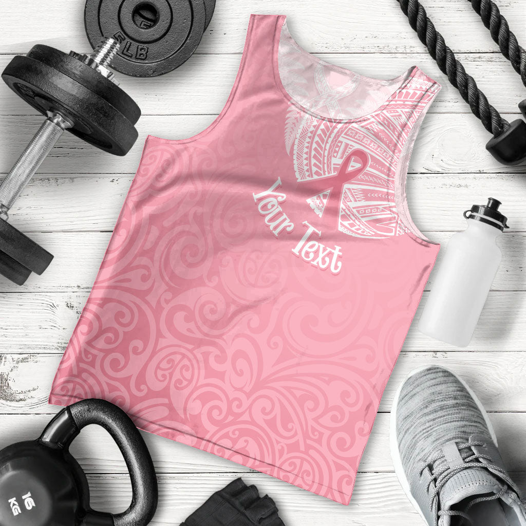 Personalised New Zealand Men Tank Top Pink Ribbon Tattoo Mix Silver Fern
