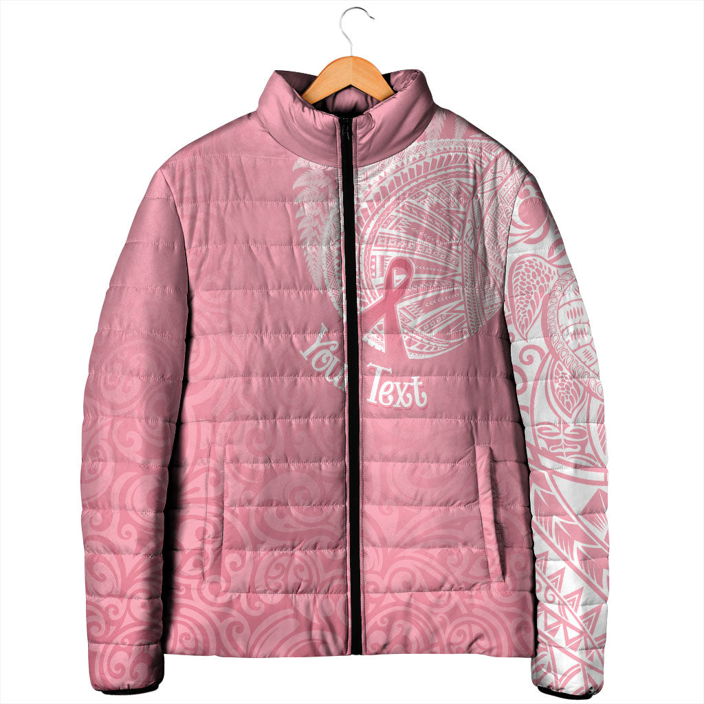 Personalised New Zealand Padded Jacket Pink Ribbon Tattoo Mix Silver Fern
