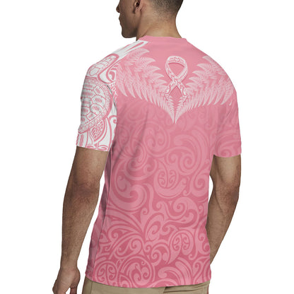 Personalised New Zealand Rugby Jersey Pink Ribbon Tattoo Mix Silver Fern