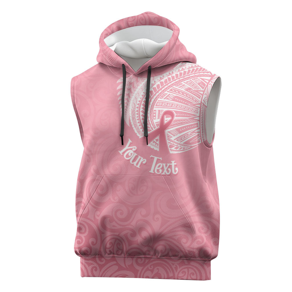 Personalised New Zealand Sleeveless Hoodie Pink Ribbon Tattoo Mix Silver Fern