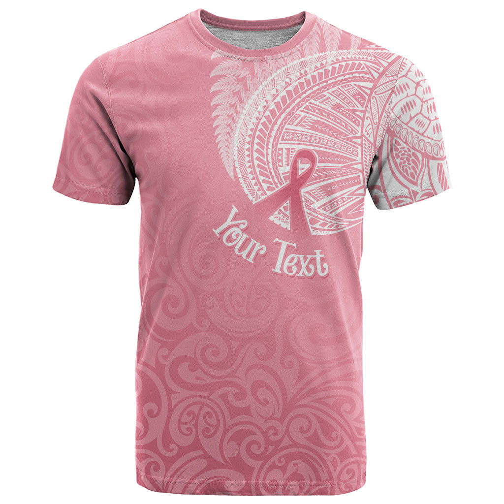Personalised New Zealand T Shirt Pink Ribbon Tattoo Mix Silver Fern