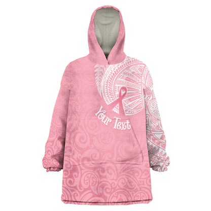 Personalised New Zealand Wearable Blanket Hoodie Pink Ribbon Tattoo Mix Silver Fern