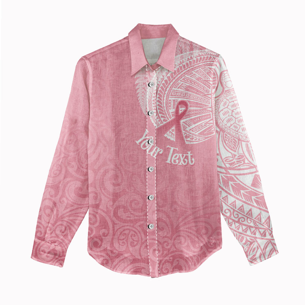 Personalised New Zealand Women Casual Shirt Pink Ribbon Tattoo Mix Silver Fern