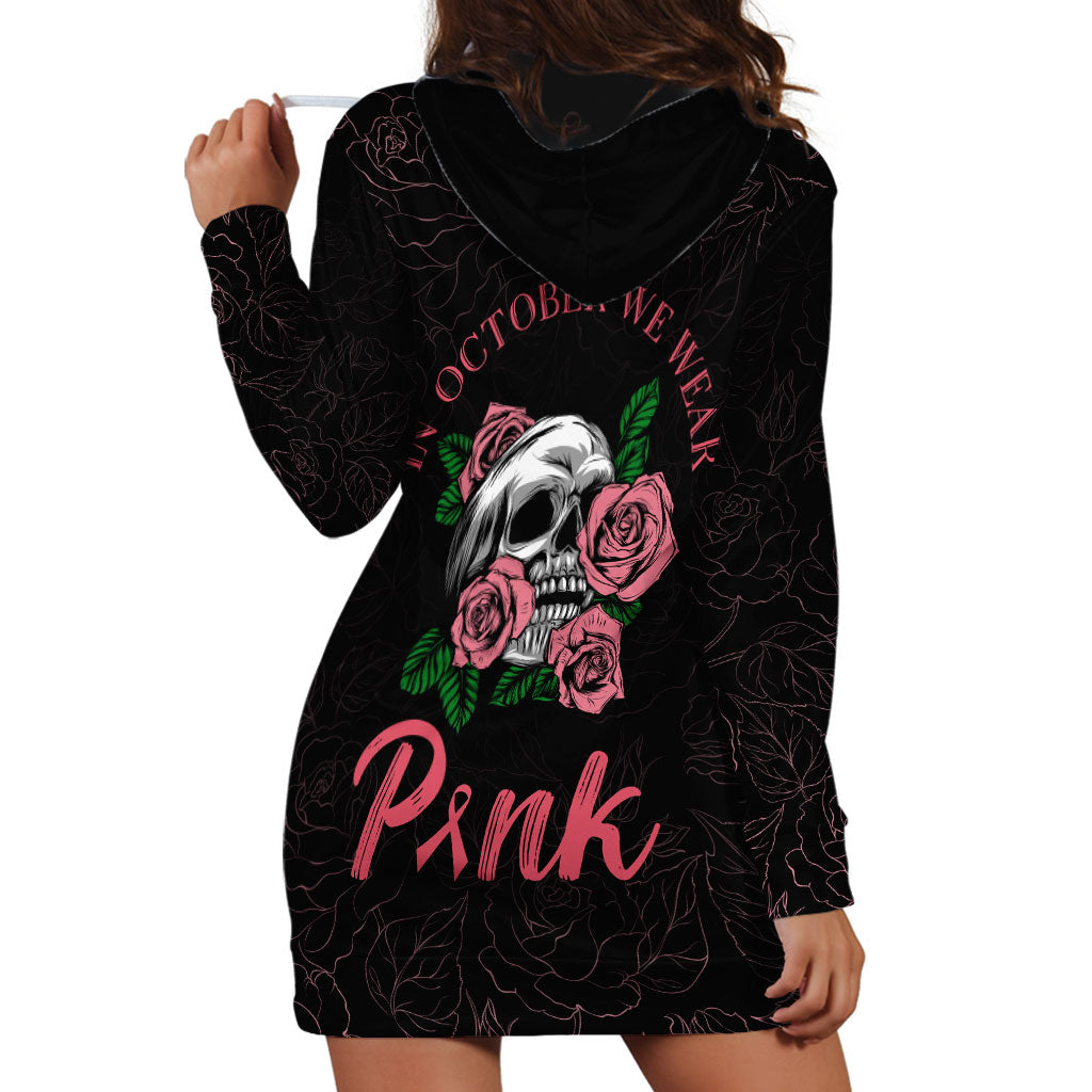 In October We Wear Pink Hoodie Dress Skull and Roses - Black